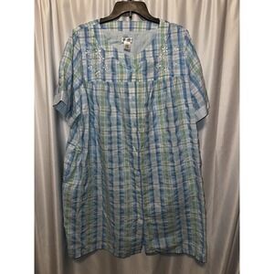 Croft And Barrow Intimates Muumuu House Coat Robe Size 1X Blue Full Zip